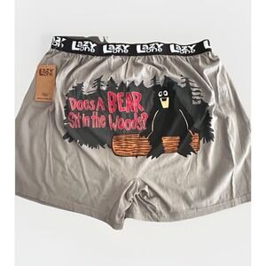 Lazy One Does A Bear Sit Boxer Shorts Pajama XL Gray Bear Woods Novelty NWT
